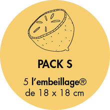 Charger l&#39;image dans la galerie, Pack S : 5 petits , idéal pour emballer les petits plats ainsi que les aliments de petites tailles (citron, orange...) , beewrap français, étiquette